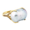 South Sea Baroque Pearl Ring Diamonds 18kt