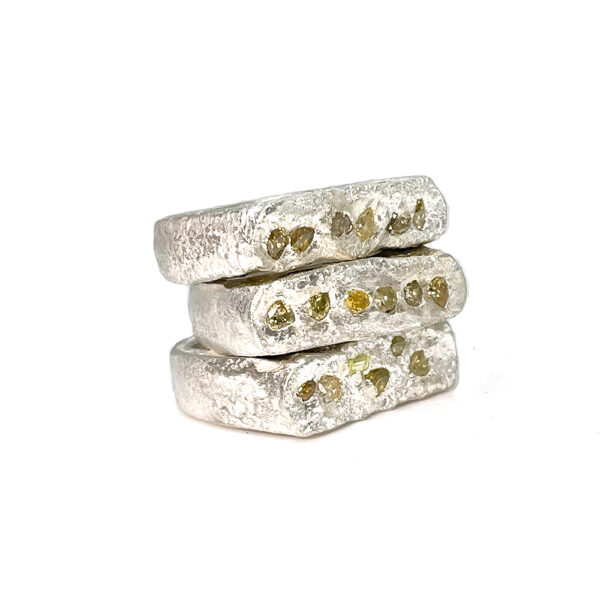 Chunky Organic Diamond Stacking Rings - Image 3