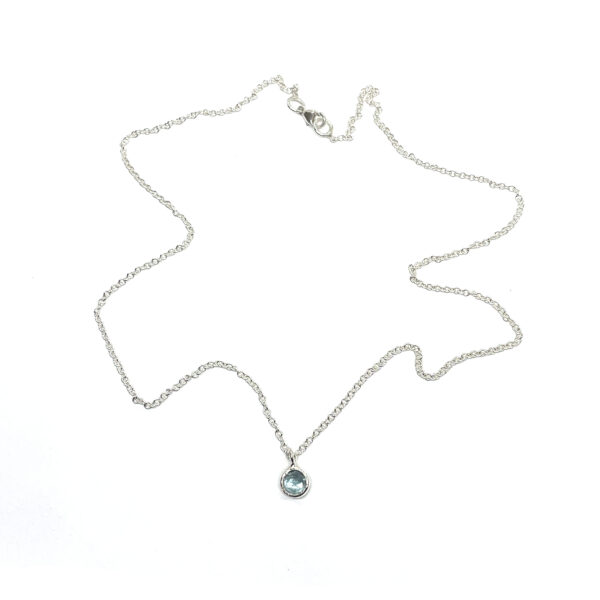 Small Rose Cut Aquamarine Necklace Silver