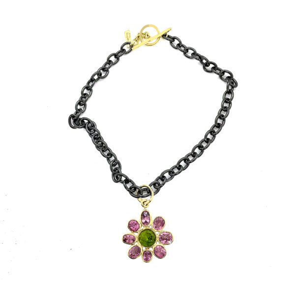 Handmade Flower Pendant Link Necklace