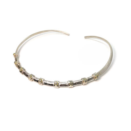 Diamond Studded Silver Collar Necklace