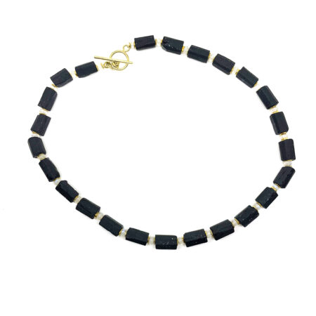 Black Tourmaline Moonstone Toggle Necklace