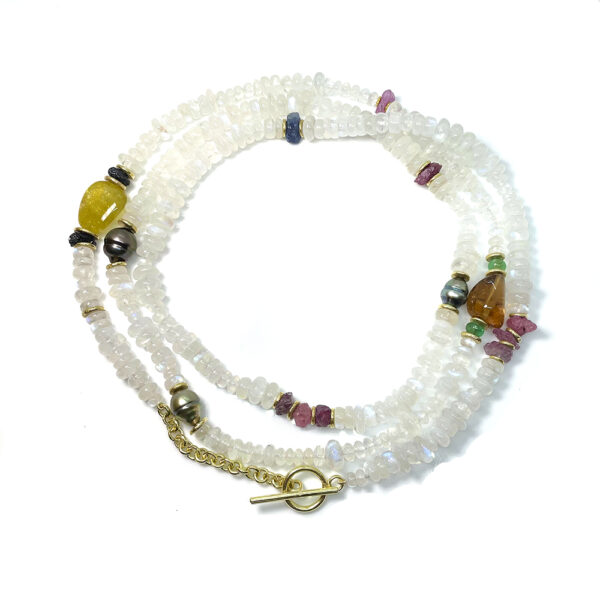 Long Moonstone Cabochon Toggle Necklace