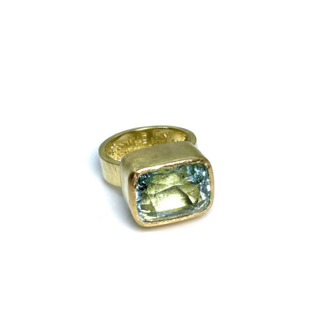 Antique Cut Aquamarine Stone Ring