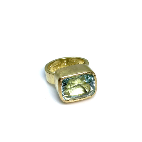 Antique Cut Aquamarine Stone Ring