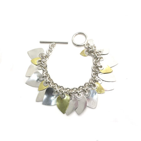 Artisanal Multi Leaf Toggle Charm Bracelet